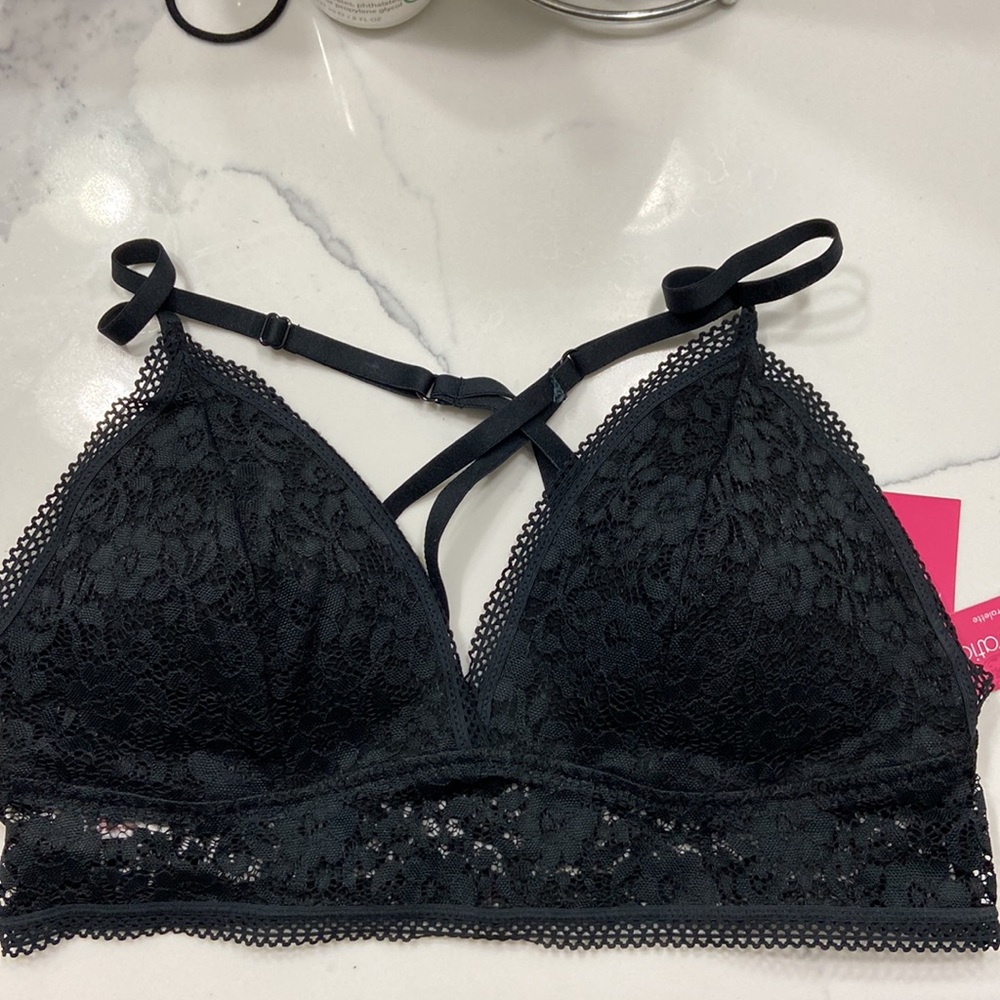 XHILARATION BRALETTE - Black Lace NWT Size Large